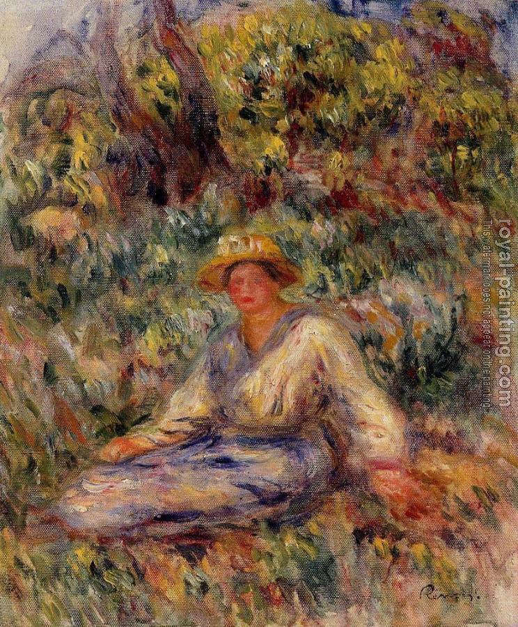 Pierre Auguste Renoir : Woman in Blue in a Landscape